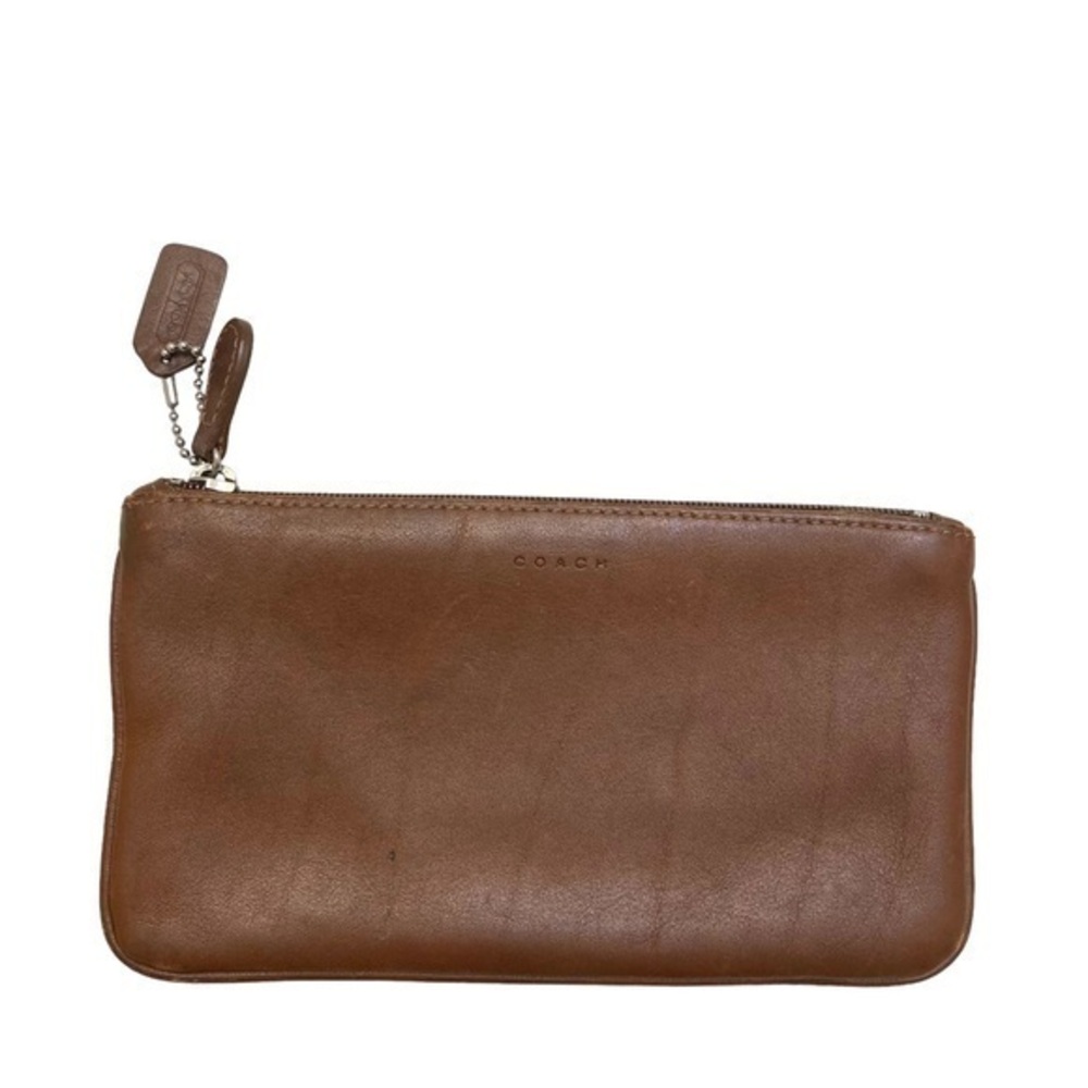Coach vintage brown leather skinny case clutch bag